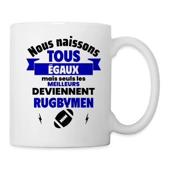 Nous naissons égaux rugbymen, fête des pères - Mug blanc - blanc - Droite