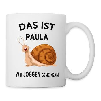 Gemeinsam joggen Lustige Sprüche Humor - Tasse - Weiß - Rechts