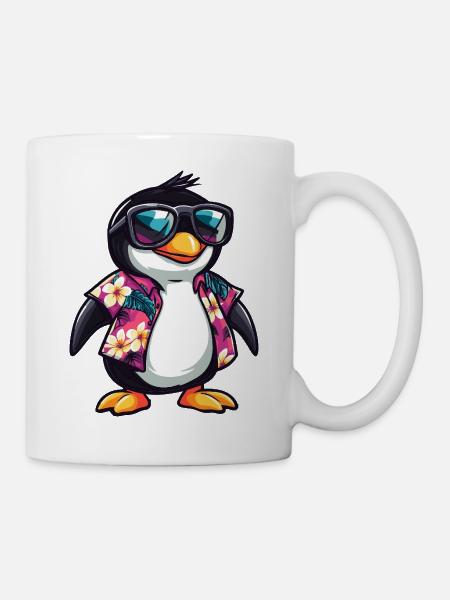 Pinguin Comic Lustig Sommer - Tasse - Weiß