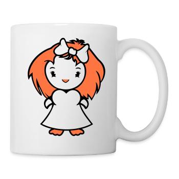 Vogel Dame Frau weiblich hübsches Kleid Schleife - Tasse - Weiß - Rechts