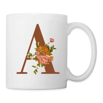 Florales Monogramm A – Botanischer Buchstaben-Kunstdruck - Tasse - Weiß - Rechts
