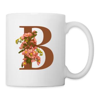 Florales Monogramm B – Botanischer Buchstabe Kunstdruck - Tasse - Weiß - Rechts