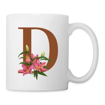 Florales Monogramm D – Botanischer Buchstabe Kunstdruck - Tasse - Weiß - Rechts