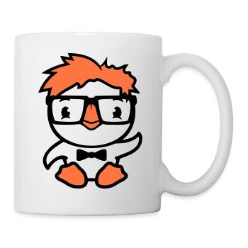 Bird Duck Nerd Geek Clever Intelligent Horn-Rimmed Glasses - Mug - white - Right