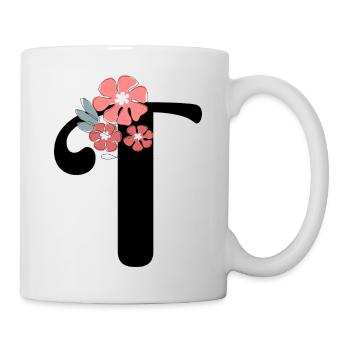 Lettre t fleurs minimalistes - Mug blanc - blanc - Droite
