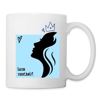 Graphiques bleus simples Love Yourself - Mug blanc - blanc - Droite