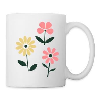 Bunte Blumen im Grafik-Stil - Tasse - Weiß - Rechts