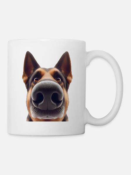 Hundekopf 9 Schäferhund - Tasse - Weiß