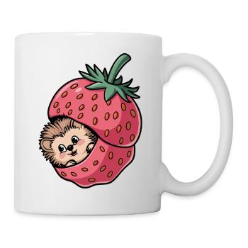 Hérisson mignon à l’intérieur d’une fraise - Mug blanc - blanc - Droite