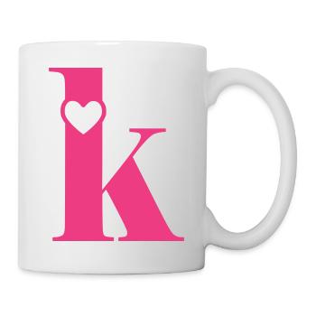 Letter k Initial letter with heart - Mug - white - Right