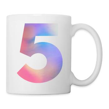 Bunte Zahl 5 - Tasse - Weiß - Rechts