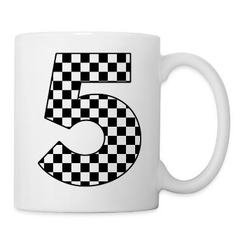 Numéro 5 à carreaux - Mug blanc - blanc - Droite