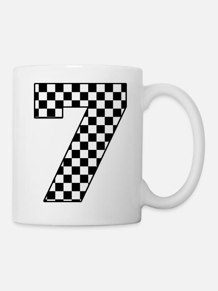 Nummer 7 kariert - Tasse - Weiß