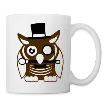 Sir hibou chapeau haut de forme monocle verres riches M. - Mug blanc - blanc - Droite