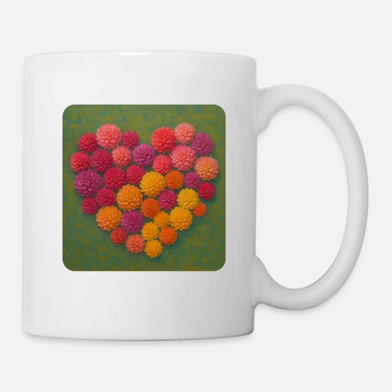Herz aus Dahlien - Tasse - Weiß