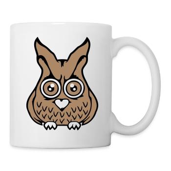 Owl bird eagle owl peeps creepy big horror eyes - Mug - white - Right
