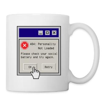 404 Personality Not Loaded – Retro Nerd Humor - Tasse - Weiß - Rechts