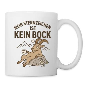 Mein Sternzeichen ist Keinbock – Lustiges T-Shirt - Tasse - Weiß - Rechts