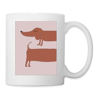 dackel rosa hintergrund - Tasse - Weiß - Rechts