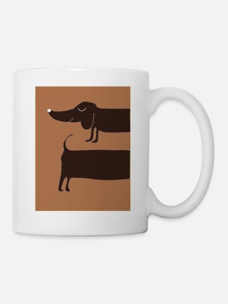 dackelhund bei nacht - Tasse - Weiß