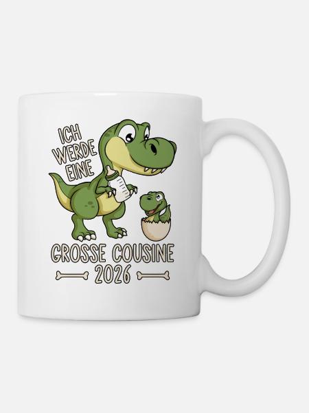 Große Cousine 2026 Dino Baby Ei Dinosaurier - Tasse - Weiß