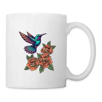 Kolibri und Rosen - Tasse - Weiß - Rechts