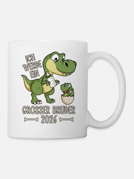 Großer Bruder 2026 Ei Dinos Baby Dino Dinosaurier - Tasse - Weiß