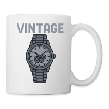 A silver-coloured vintage watch exudes flair - Mug - white - Right