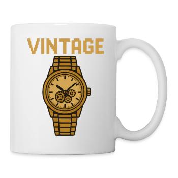 Montre-bracelet rétro en or avec mouvement mécanique - Mug blanc - blanc - Droite