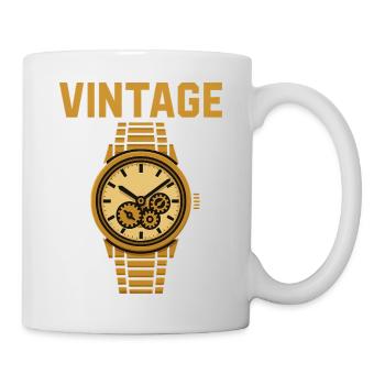 Vintage Herrenuhr im 16-Bit Stil - Tasse - Weiß - Rechts
