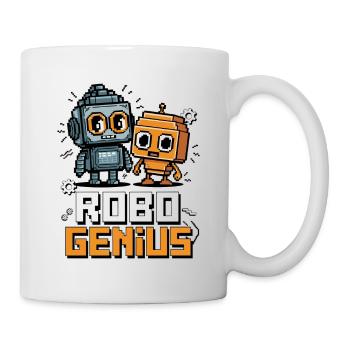Retro Pixel Robo Genius Cute Robot Art - Mug - white - Right