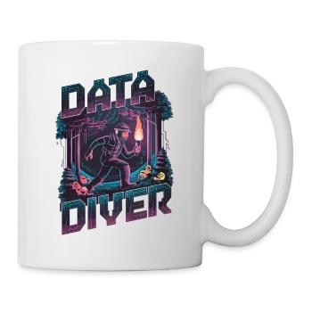 Data Diver Cyber Explorer Retro Tech Artwork - Mug - white - Right