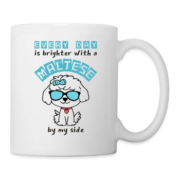 Des jours meilleurs avec mon bichon maltais – Chien de dessin animé mignon - Mug blanc - blanc - Droite