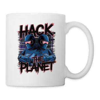 Retro Cyber Hackers – Hack The Planet Glitch Art - Tasse - Weiß - Rechts