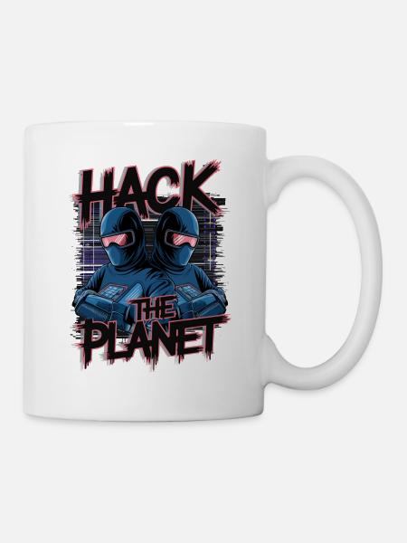 Retro Cyber Hackers – Hack The Planet Glitch Art - Mug - white