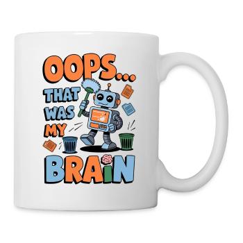 Funny Robot Brain Error Retro Cartoon Design - Mug - white - Right