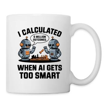 Funny AI Robots Playing Chess – 6 Million Outcomes - Mug - white - Right