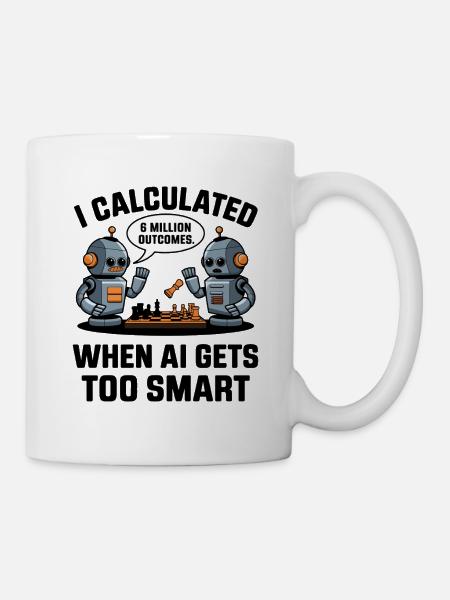 Funny AI Robots Playing Chess – 6 Million Outcomes - Mug - white