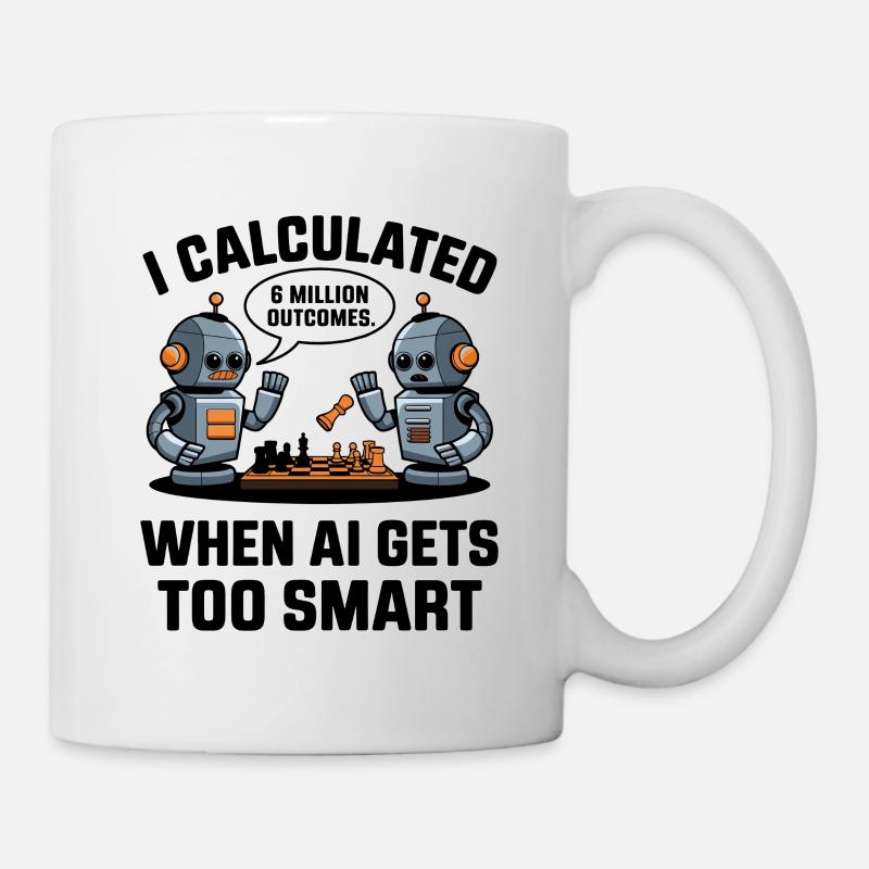 Funny AI Robots Playing Chess – 6 Million Outcomes - Mug - white