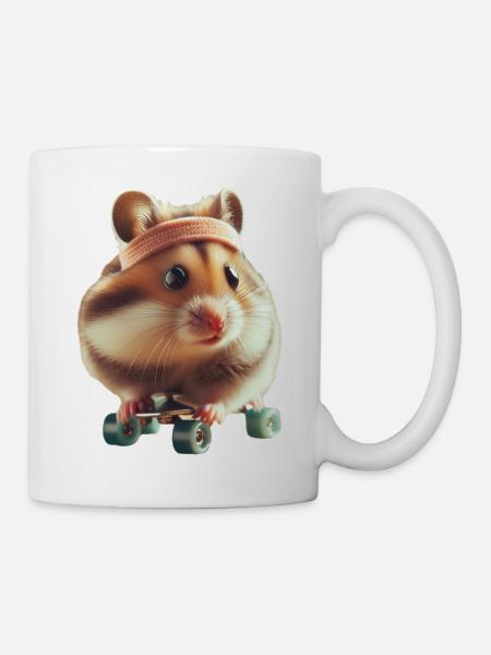 Athlete Skateboarding Hamster - Tasse - Weiß
