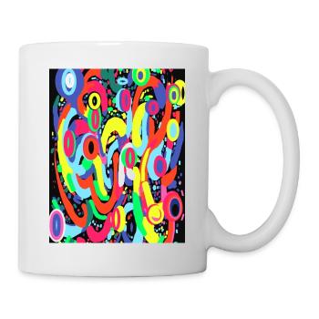 Cyber Neon Pulse: Mehrfarbiger Druck - Tasse - Weiß - Rechts