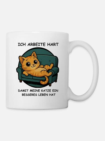 Faule Katze - Tasse - Weiß