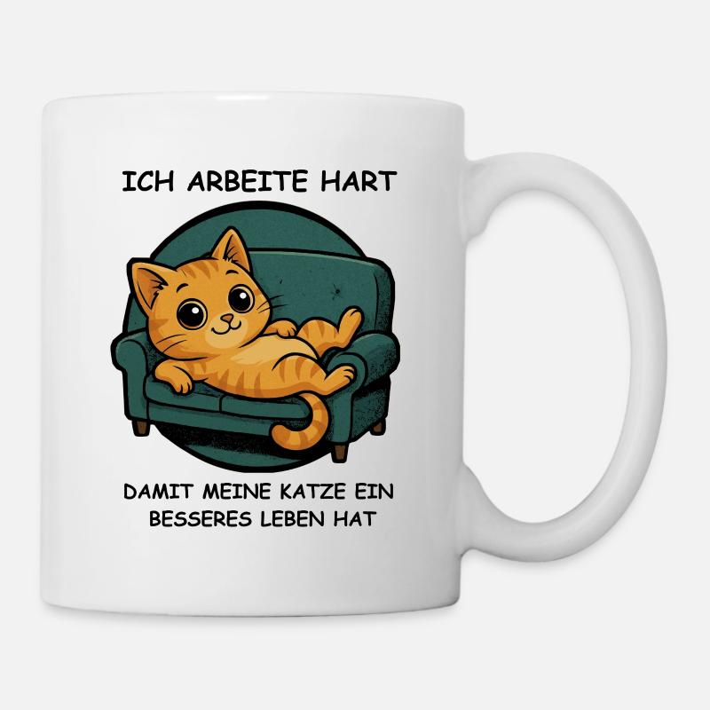Faule Katze - Tasse - Weiß