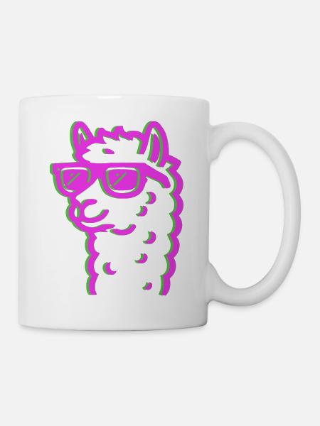 lama sonnenbrille - Tasse - Weiß