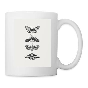 Neutral Illustrated Moth Butterfly Art T Shirt - Tasse - Weiß - Rechts