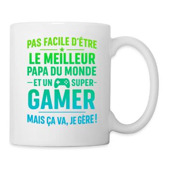 Super Papa Gamer Geek Gaming idée cadeau père - Mug blanc - blanc - Droite