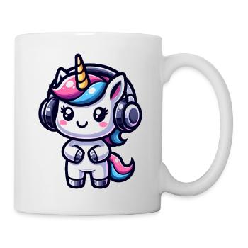 Einhorn mit Kopfhörern - Tasse - Weiß - Rechts