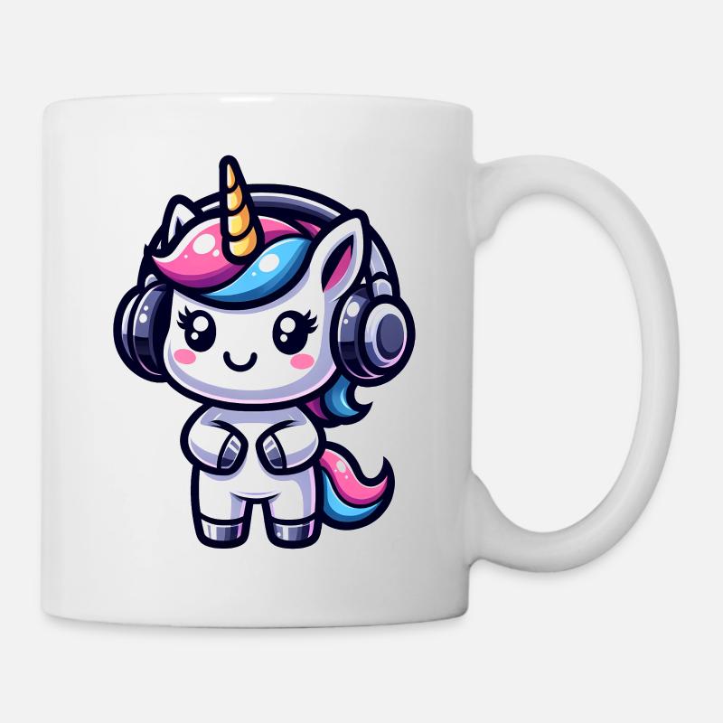 Unicorn with headphones - Mug - white