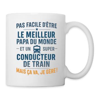 Super Papa Conducteur de train cheminot - Mug blanc - blanc - Droite