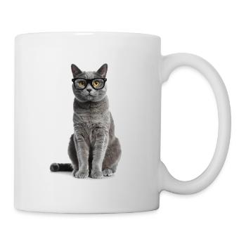 Grey Cat with Glasses – Good Pet Edition - Mug - white - Right